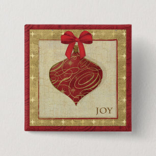 Red Christmas Decoration Peace 15 Cm Square Badge