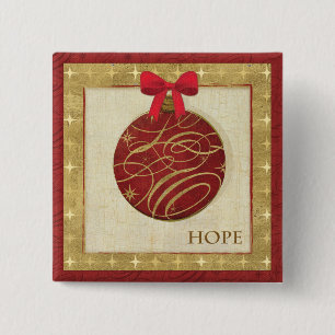 Red Christmas Decorations 15 Cm Square Badge