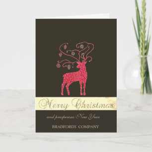 Red Christmas Deer Company Holiday Card