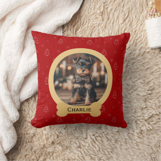 Red Christmas Dog Name Holiday Keepsake Cushion