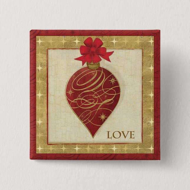 Red Christmas DŽcor Hope 15 Cm Square Badge (Front)