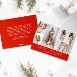 RED Christmas Elegant 6 Collage Photo message Holiday Card<br><div class="desc">Share your family’s highlights with this year-in-review Christmas card featuring a simple, minimal, and clean design. The front includes a modern 6-photo collage paired with the festive greeting “Merry Christmas” in an elegant serif font over a timeless festive red colour, with space to personalise your family name or the year....</div>