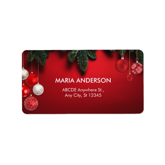 Red christmas elegant  label (Front)