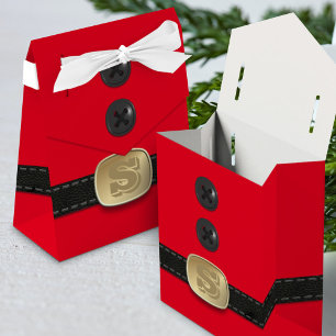 Red Christmas Elf Suit Santa Party Favour Boxes