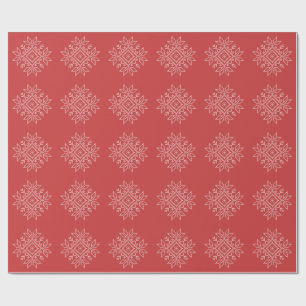 Red christmas embroidery snowflake art seasonal wrapping paper