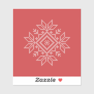 Red christmas embroidery snowflake knit art