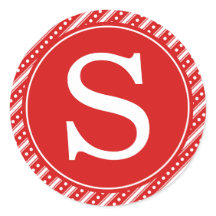 Red Christmas Envelope Seal Stickers w/ Monogram