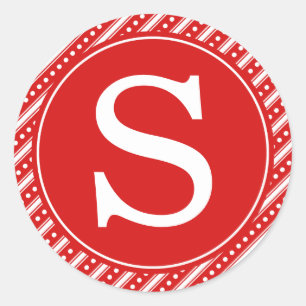 Red Christmas Envelope Seal Stickers w/ Monogram