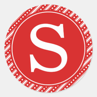 Red Christmas Envelope Seal Stickers w/ Monogram