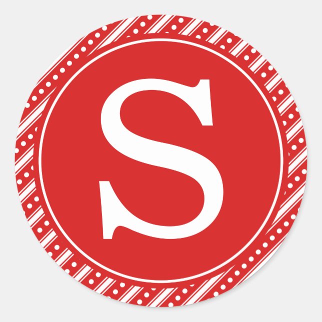 Red Christmas Envelope Seal Stickers w/ Monogram (Front)