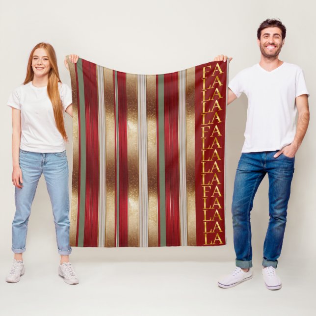 Red Christmas Fa La La Pattern#27 ID1009 Fleece Blanket (In Situ)