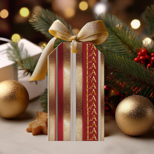 Red Christmas Fa La La Pattern#27 ID1009 Gift Tags