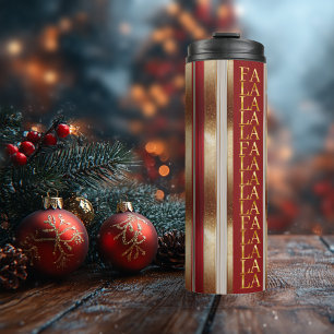 Red Christmas Fa La La Pattern#27 ID1009 Thermal Tumbler