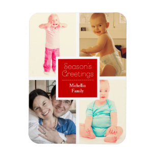 Red Christmas Family Photos Magnet