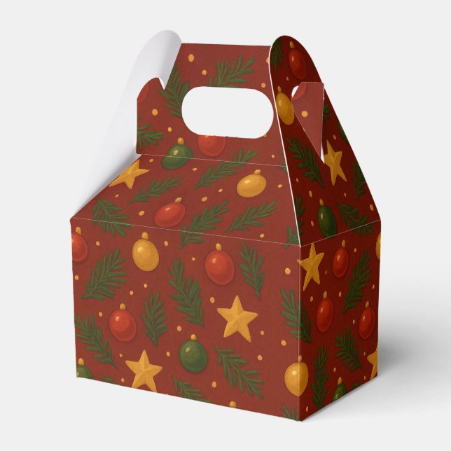 Red Christmas Favour Boxes – Classic Holiday Party (Front Side)