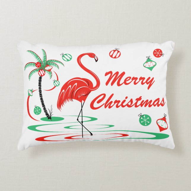 Red Christmas Flamingo Baubles Christmas accent Decorative Cushion (Front)