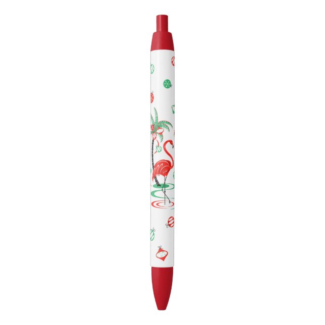 Red Christmas Flamingo Baubles pen (Front Vertical)