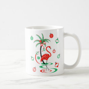 Red Christmas Flamingo Baubles portrait mug