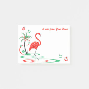 Red Christmas Flamingo Baubles Text horizontal Post-it Notes