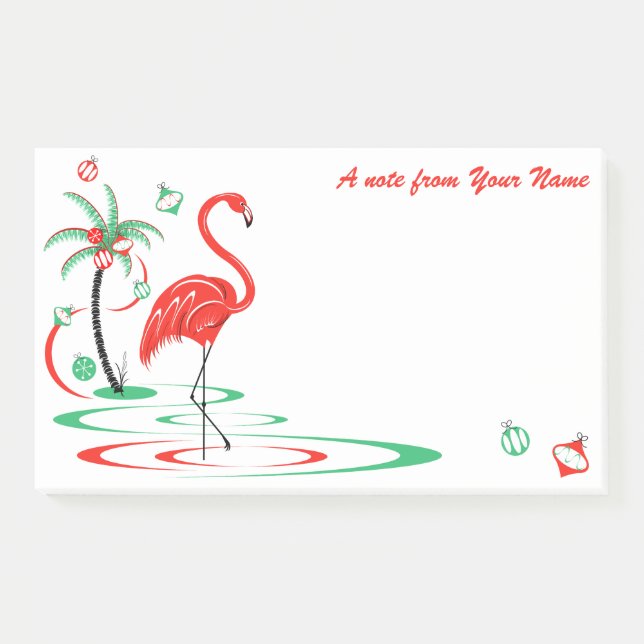 Red Christmas Flamingo Baubles Text large Post-it Notes (Front)