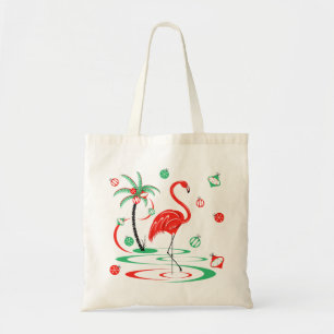 Red Christmas Flamingo Baubles tote