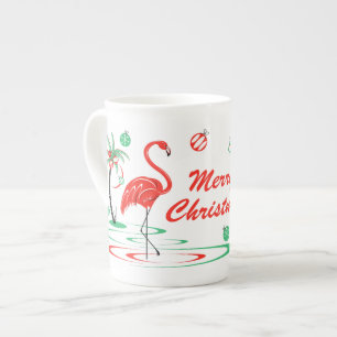 Red Christmas Flamingo Christmas bone china Mug