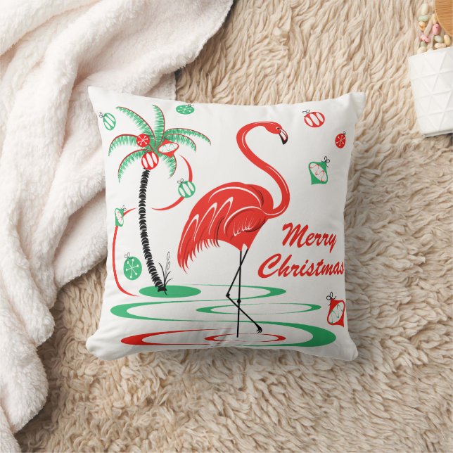 Red Christmas Flamingo Christmas red back square Cushion (Blanket)