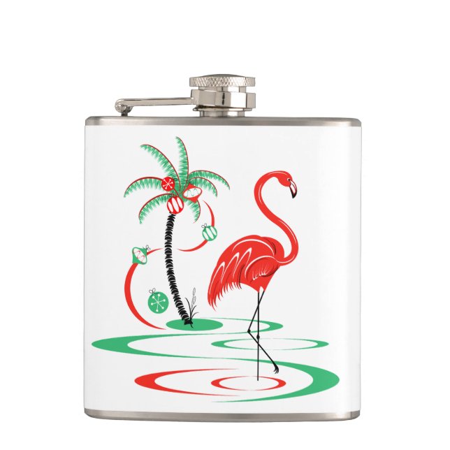 Red Christmas Flamingo flask small (Front)