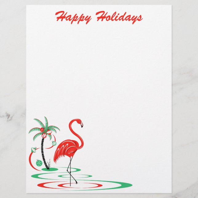 Red Christmas Flamingo Holidays letterhead (Front)