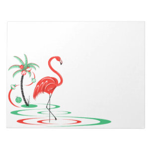 Red Christmas Flamingo landscape Notepad