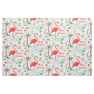 Red Christmas Flamingo Merry Christmas large Fabric