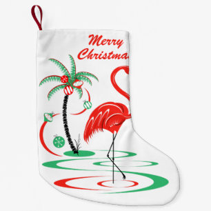 Red Christmas Flamingo Merry Christmas two sided Small Christmas Stocking