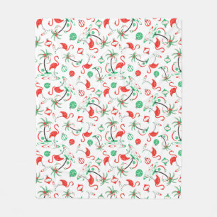 Red Christmas Flamingo Multi fleece Blanket