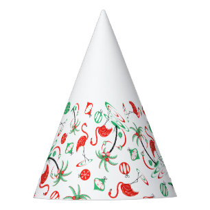 Red Christmas Flamingo Multi party hat