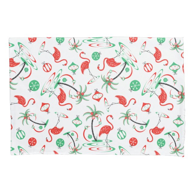 Red Christmas Flamingo Multi pillowcase single (Front)