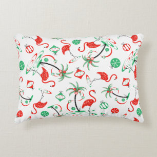 Red Christmas Flamingo Multi red back accent Decorative Cushion