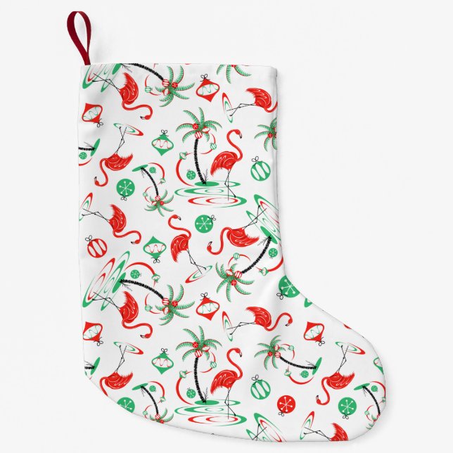 Red Christmas Flamingo Multi stocking double sided (Front)