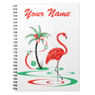 Red Christmas Flamingo Name notebook