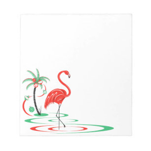 Red Christmas Flamingo square Notepad