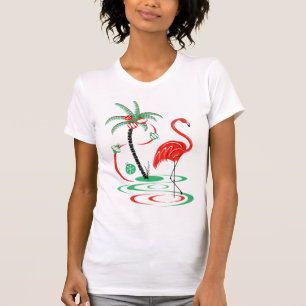 Red Christmas Flamingo t-shirt womens'