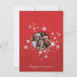 Red Christmas Frame with Snow Flakes Invitation