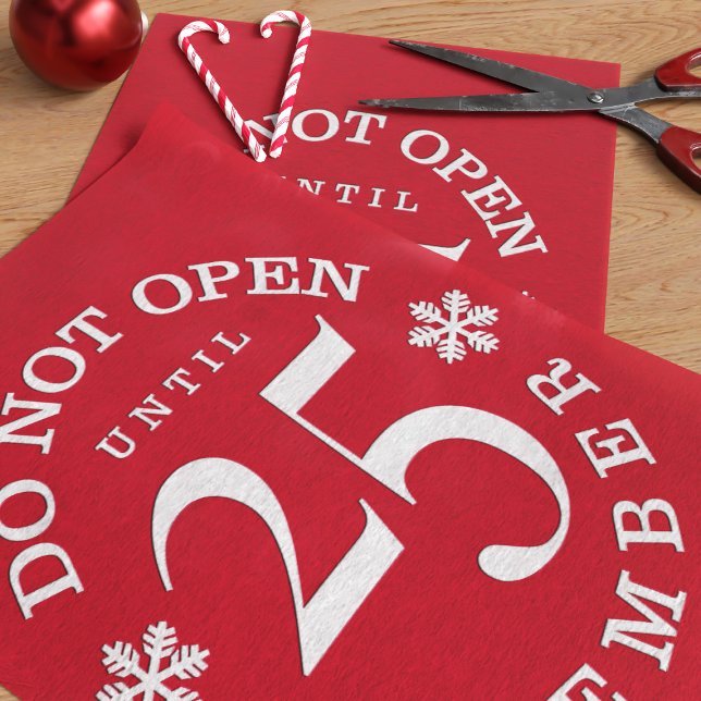 Red Christmas Funny Do Not Open Tissue Paper (Do not upon until Christmas. No peeking! Fun and festive tissue paper just for you)