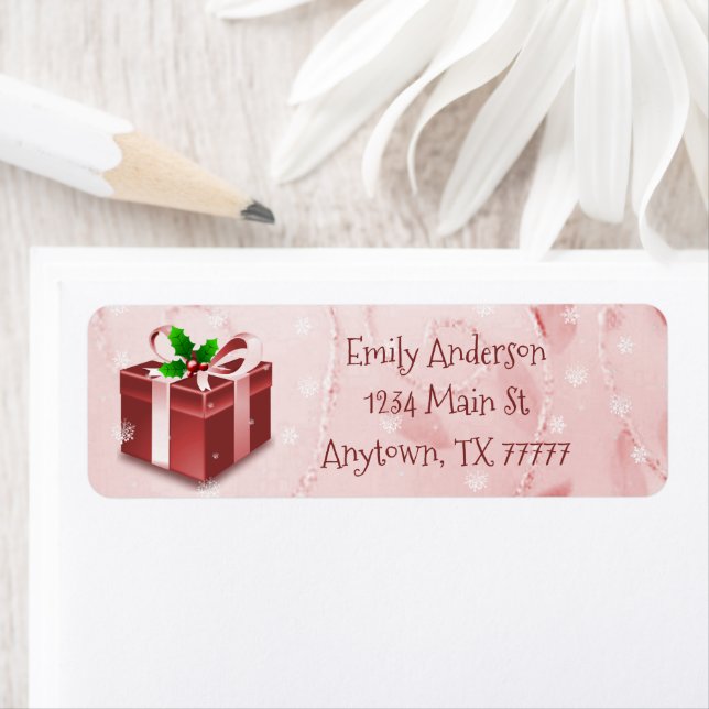 Red Christmas Gift Address Label (Insitu)