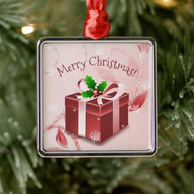 Red Christmas Gift Ceramic Ornament (Tree)