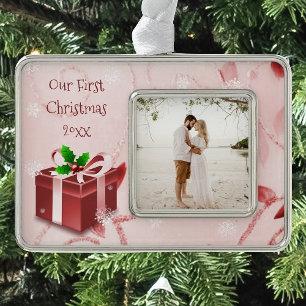 Red Christmas Gift Framed Ornament