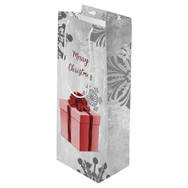 Red Christmas Gift Holiday Wine Gift Bag (Front Angled)