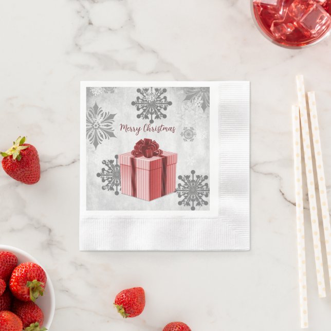 Red Christmas Gift Paper Napkin (Insitu)