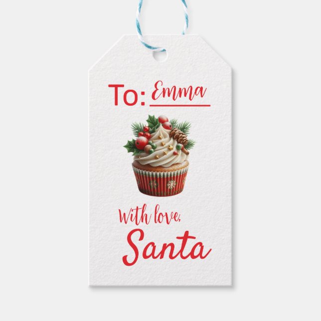Red Christmas Gift Tag With love From Santa (Front)
