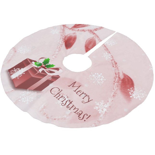 Red Christmas Gift Tree Skirt (Angled)