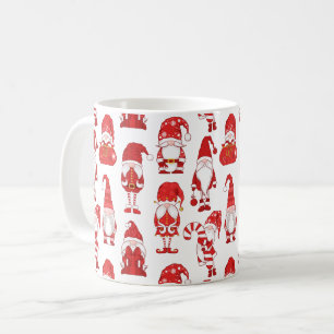 Red Christmas Gnome Character Pattern Coffee Mug